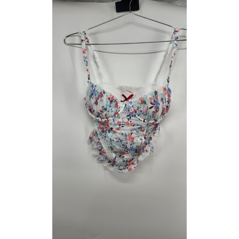 Adoreโ Me 32B White Floral Brigitta Contour Balconette Bustier Top NWT